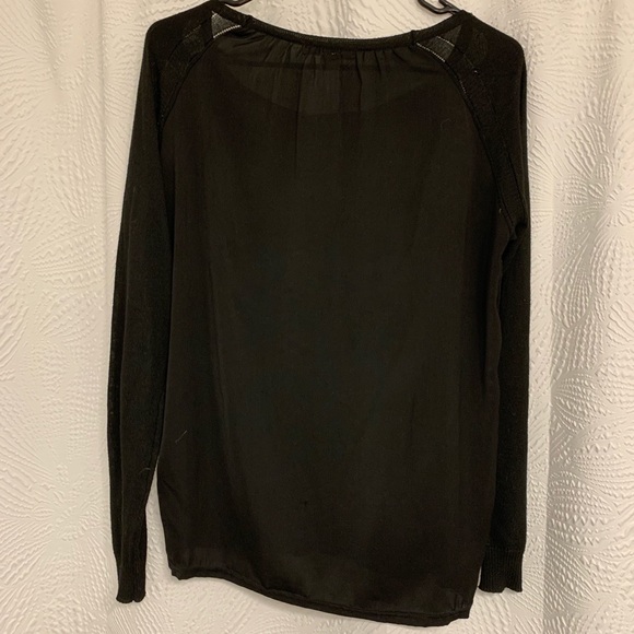 Black Sweater Long Sleeved Shirt with Silky Back - Picture 3 of 4